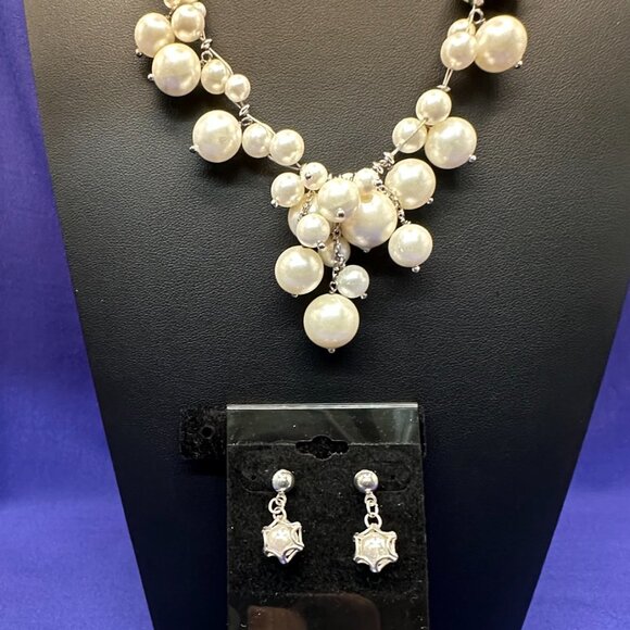 Lucas Lameth LUC 925 Sterling Faux Pearl Necklace & (Unbranded) Earrings - Picture 13 of 15